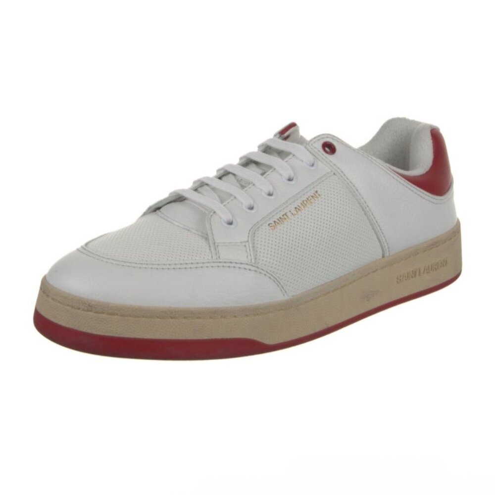Saint Laurent SL/61 White & Red Leather Sneakers size 46/13M, w/ Box & Shoe bags